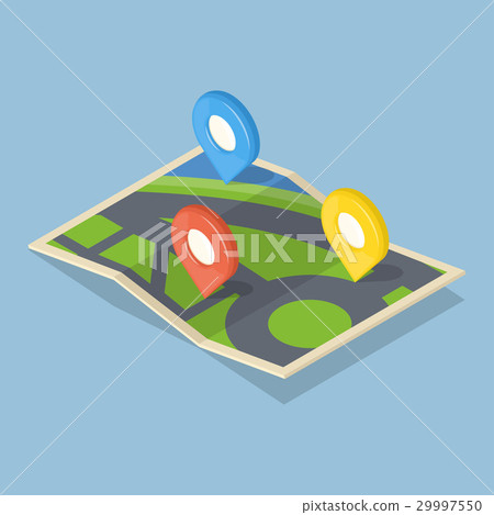 Pointers on map. GPS navigation concept icon. 29997550