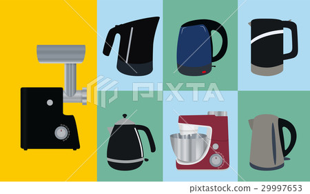 Set of Kitchen appliances. Electric kettle, meat Set of Kitchen appliances. Electric kettle, meat 29997653