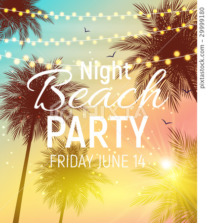 Summer Night Beach Party Poster. Tropical Natural 29999180