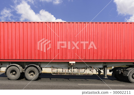 The close-up of red container on the truck  30002211