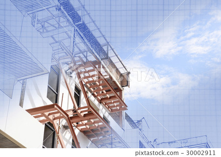 The abstract scene of real and blueprint  30002911