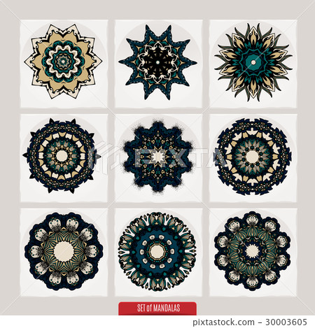 Set of mandalas. Decorative round ornaments. Anti 30003605