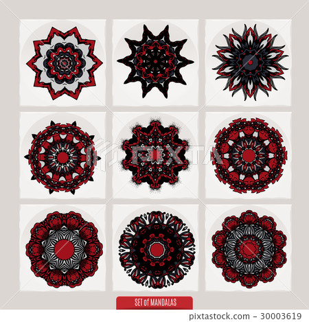 Set of mandalas. Decorative round ornaments. Anti Set of mandalas. Decorative round ornaments. Anti 30003619