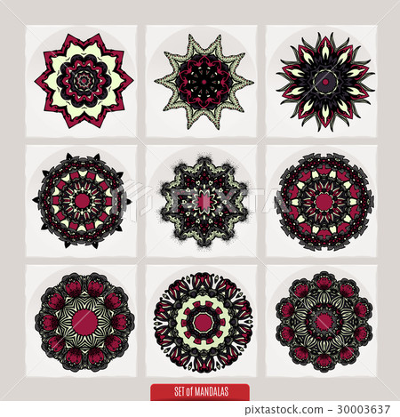 Set of mandalas. Decorative round ornaments. Anti Set of mandalas. Decorative round ornaments. Anti 30003637
