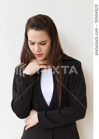 sick woman with throat problem 30004828