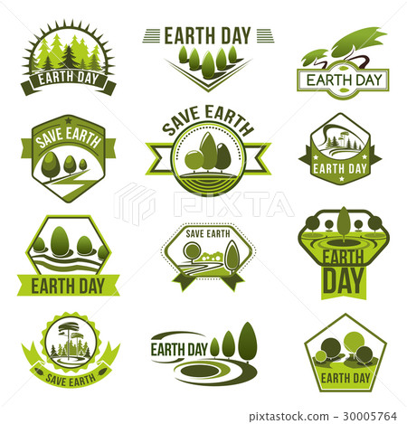 Eco green badge set for Earth Day design Eco green badge set for Earth Day design 30005764