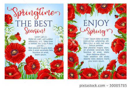 Vector spring time flowers on greeting posters 30005785