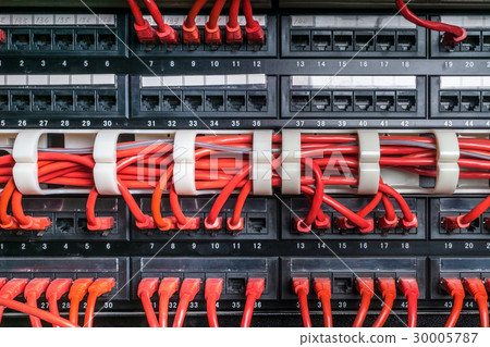 Server rack with red cables 30005787