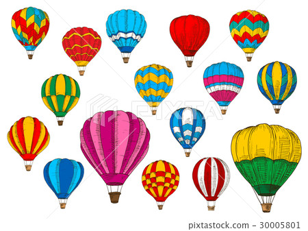 Vector icons sport sketch patterned air balloons 30005801