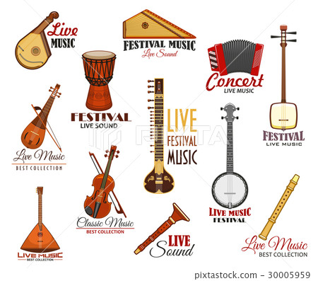 Vector icons set for live music festival concert Vector icons set for live music festival concert 30005959