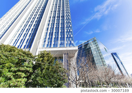 辦公區和街道樹木的高層建築 30007189