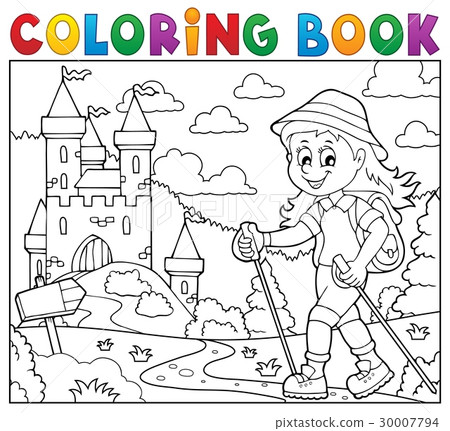 Coloring book woman hiker theme 2 Coloring book woman hiker theme 2 30007794
