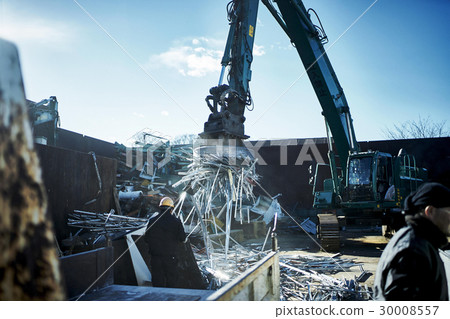 Construction site power shovel loading and unloading operation 30008557