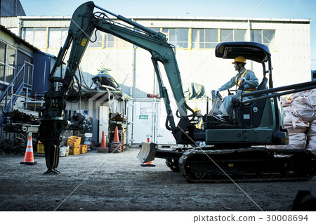 Male driving construction site shovel car 30008694