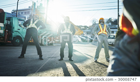 Construction site morning gym worker Construction site morning gym worker 30008747