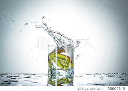 water splash in glass of gray color 30009840