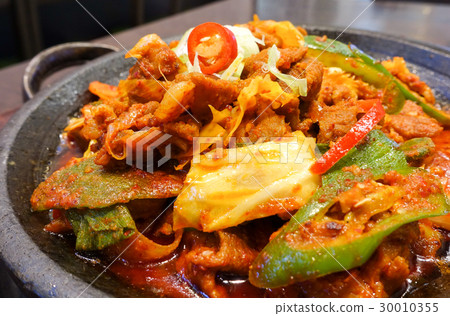 Korean spicy marinated pork with chili and kimchi Korean spicy marinated pork with chili and kimchi 30010355