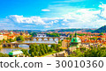 Panorama view of Prague skyline with Vltava river 30010360