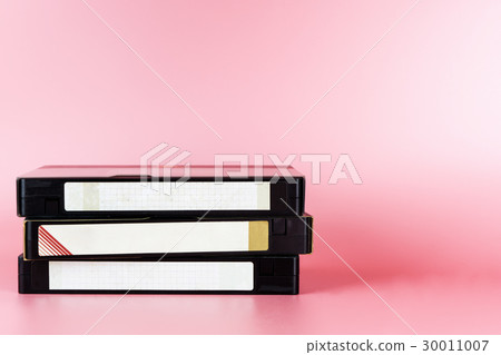 Blank Video Tape label on pink copy space 30011007