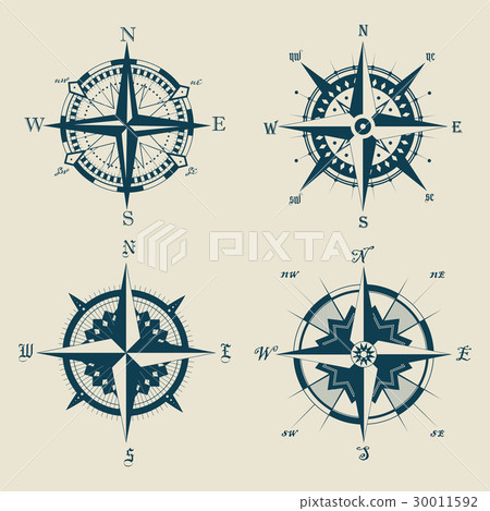 set of old or retro compass or wind rose set of old or retro compass or wind rose 30011592