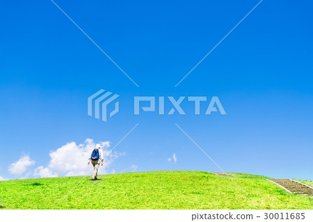 Blue sky and fresh green hills Blue sky and fresh green hills 30011685