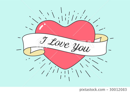 Old ribbon with message I Love You 30012083