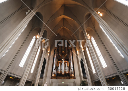 Church interior with organ 30013226