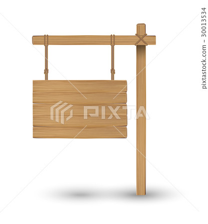 hanging wood board sign on a white background hanging wood board sign on a white background 30013534