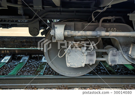 Side view on wheels of the railway car Side view on wheels of the railway car 30014080