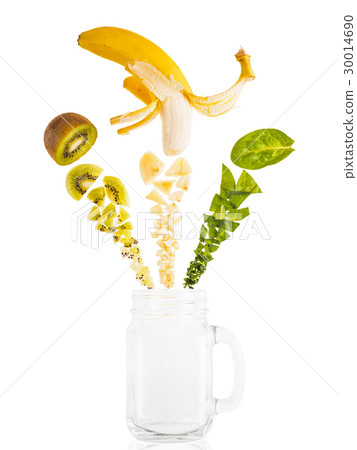 Smoothie ingredients on white background Smoothie ingredients on white background 30014690