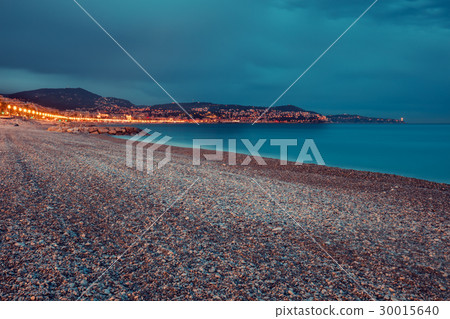 French Riviera in the night. Nice, France 30015640