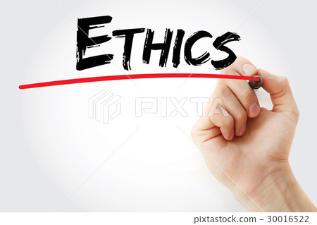 Hand writing Ethics with marker 30016522