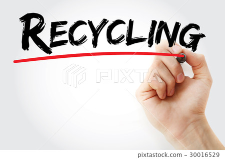 Hand writing Recycling with marker 30016529