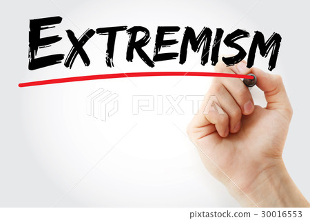 Hand writing Extremism with marker 30016553