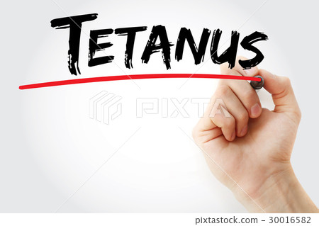 Hand writing Tetanus with marker 30016582