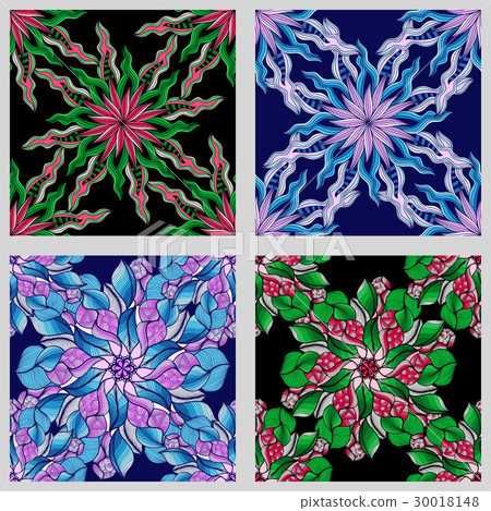 Set of Mandala Seamless Patterns. Black and white 30018148