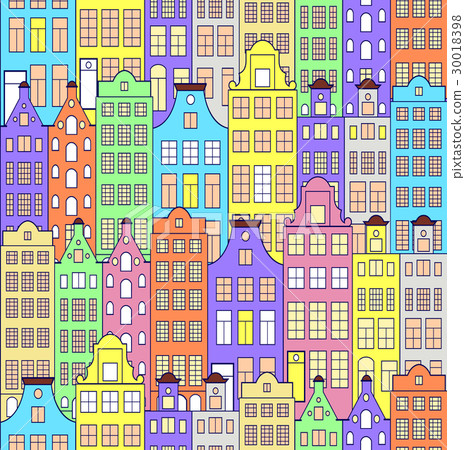 pattern with colorful building pattern with colorful building 30018398
