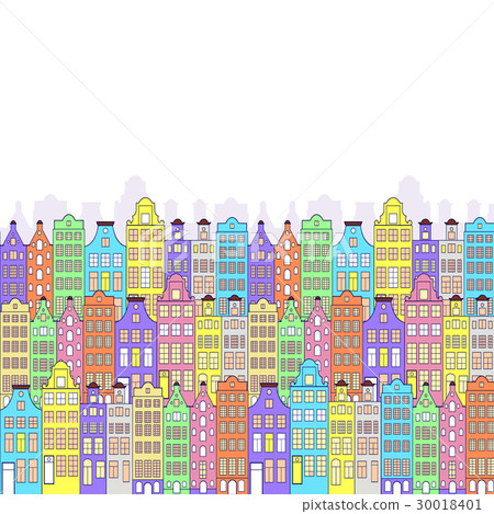 pattern with colorful building pattern with colorful building 30018401