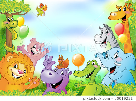 Cartoon animals, cheerful background Cartoon animals, cheerful background 30019231