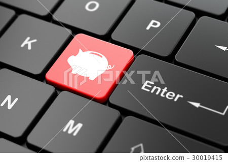 Banking concept: Money Box on computer keyboard Banking concept: Money Box on computer keyboard 30019415