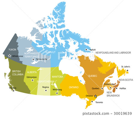 Map of provinces and territories of Canada 30019639