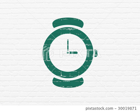 Time concept: Hand Watch on wall background Time concept: Hand Watch on wall background 30019871