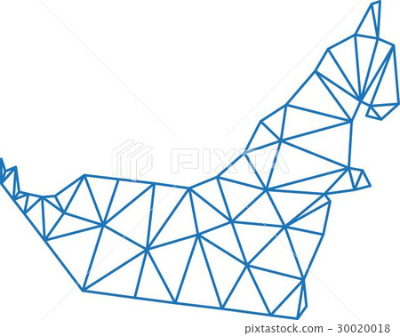 Uae Polygon Blue polygon outline UAE map on white background. - Stock Illustration ...