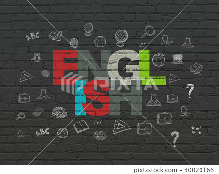 Studying concept: English on wall background Studying concept: English on wall background 30020166