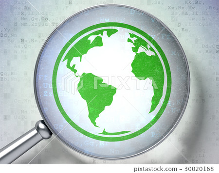 Learning concept: Globe with optical glass on Learning concept: Globe with optical glass on 30020168
