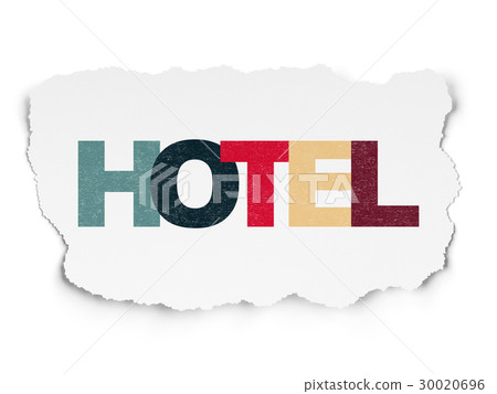 Tourism concept: Hotel on Torn Paper background Tourism concept: Hotel on Torn Paper background 30020696