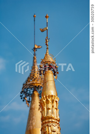 Spire of Myanmar pagoda Shwedagon in Yangon city Spire of Myanmar pagoda Shwedagon in Yangon city 30020759