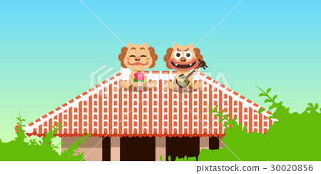 Red tile and Shisa 30020856