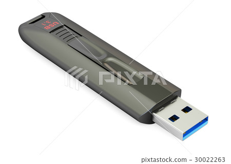 black USB flash drive 3.1, 3D rendering black USB flash drive 3.1, 3D rendering 30022263