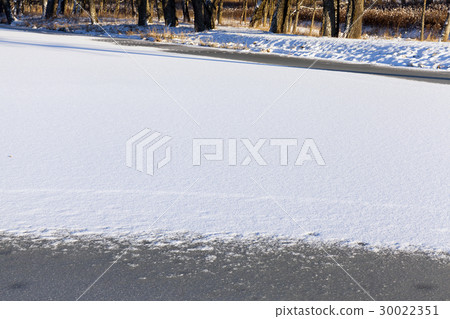 Lake covered with snow Lake covered with snow 30022351